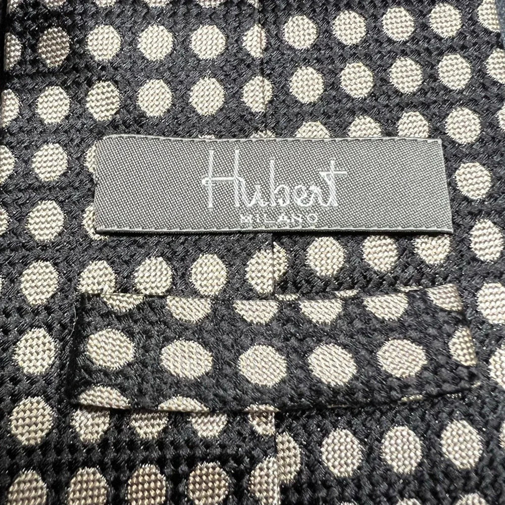 Hubert Milano Mens Tie Necktie Multicolor Polka Dot 100% Silk Tied Woven Classic